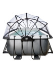 Бассейн EXIT с куполом 400х200х122см "черная кожа" + тепловой насос